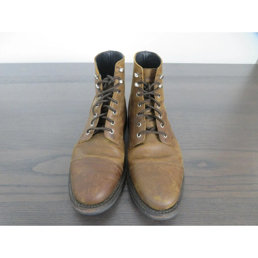 Thursday Boot Co Captain Boots Mens 9.5 Brown Leather Cap Toe Ankle Everyday